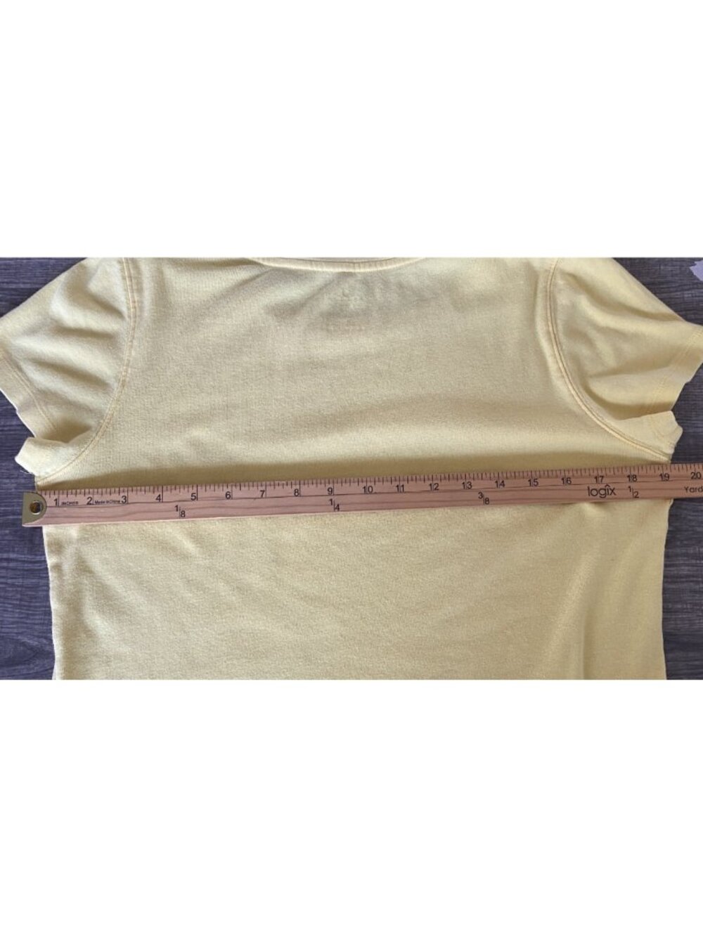 St Johns Bay Women's Medium Yellow Cotton Casual Short Sleeve Top Tee - Picture 3 of 5